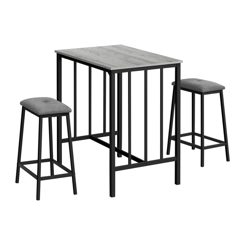 Monarch I 1144 3Pcs Counter Height Dinette - Grey Top/Black Metal IMAGE 3