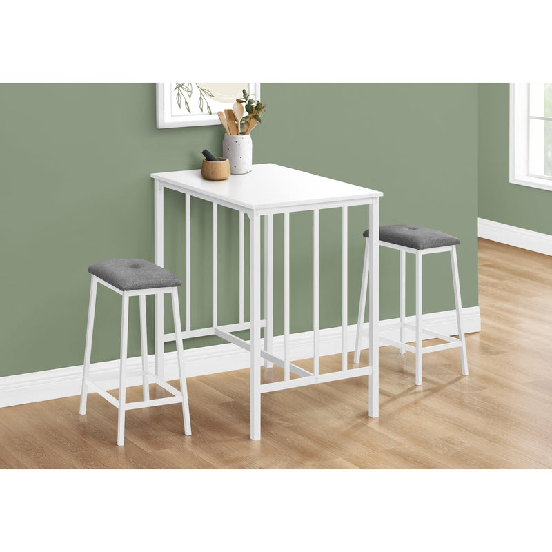 Monarch I 1147 3Pcs Counter Height Dinette - White Top/White Metal IMAGE 1