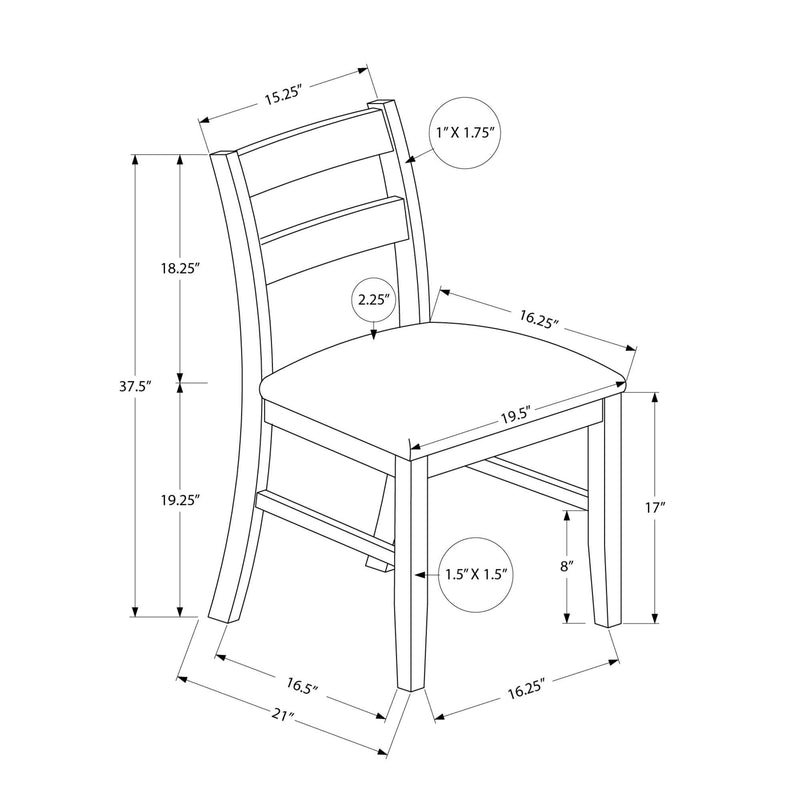Monarch I 1396 37"H Dining Chair - Brown Walnut/Brown Fabric IMAGE 11