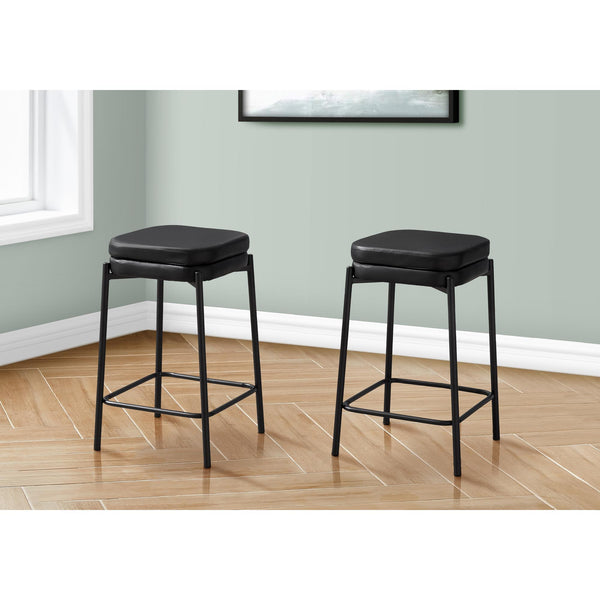 Monarch I 2225 Counter Height - Black Pu/Black Metal IMAGE 1