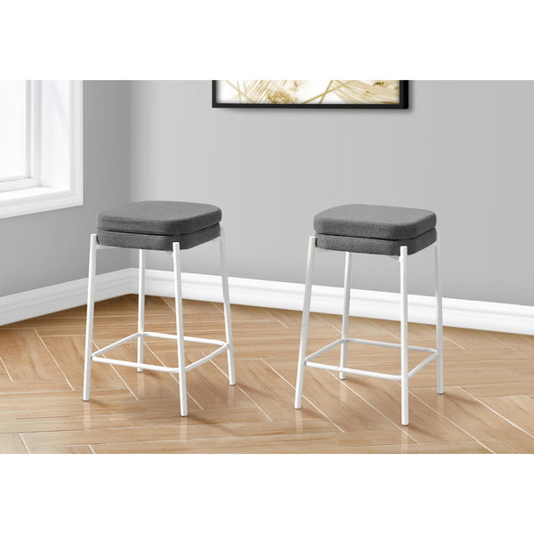 Monarch I 2227 Counter Height - Grey Fabric/ White Metal IMAGE 1
