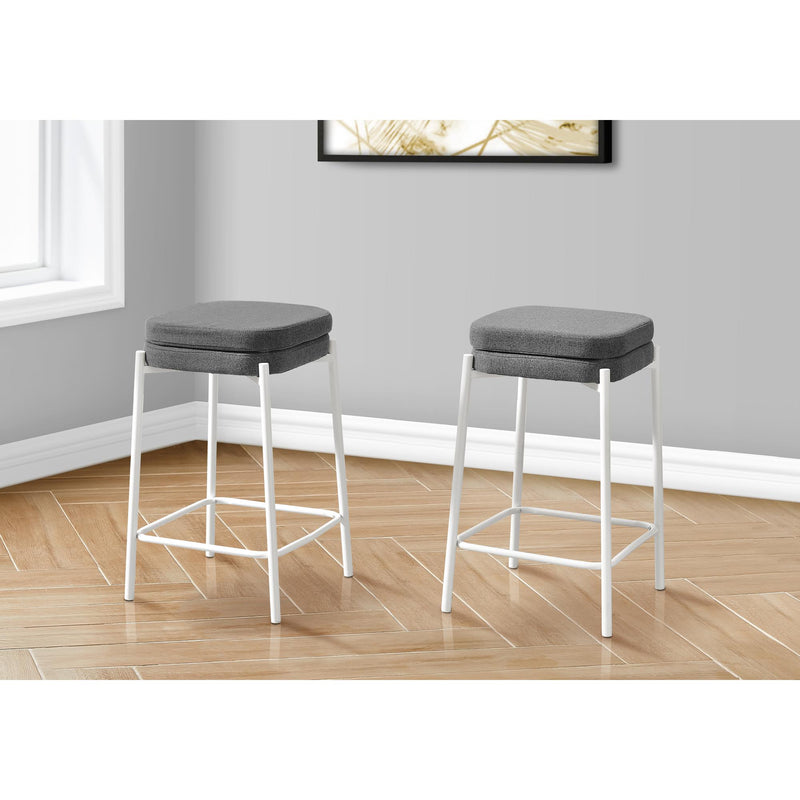 Monarch I 2227 Counter Height - Grey Fabric/ White Metal IMAGE 1