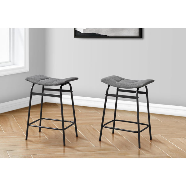 Monarch I 2385 Counter Height - Grey Fabric/ Black Metal IMAGE 1