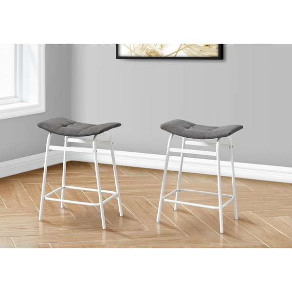 Monarch I 2387 Counter Height - Grey Fabric/ White Metal IMAGE 1