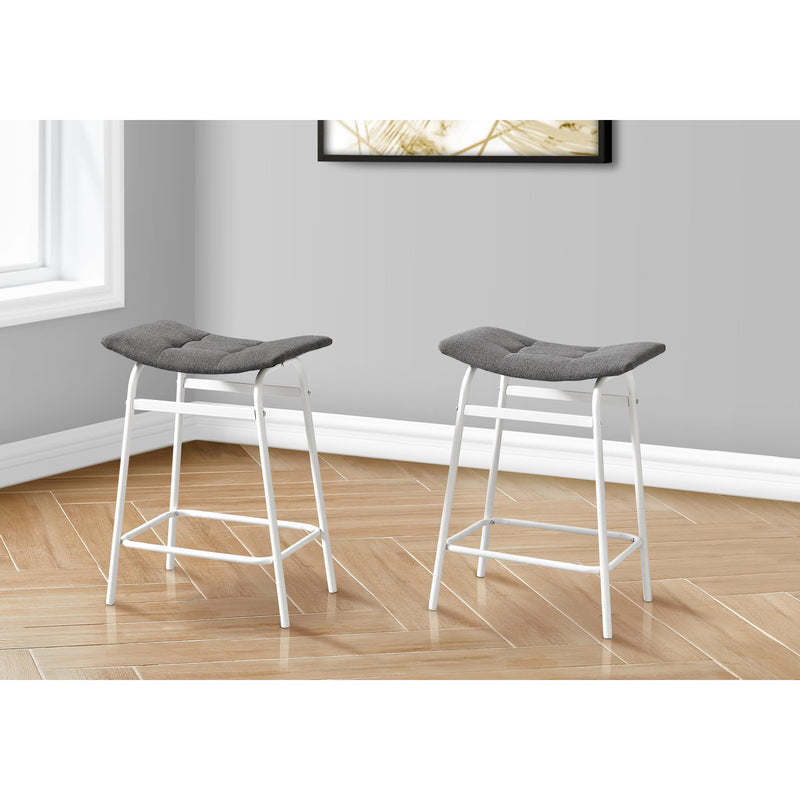 Monarch I 2387 Counter Height - Grey Fabric/ White Metal IMAGE 1