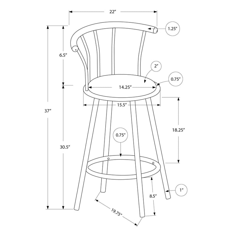Monarch I 2397 36"H - Swivel/White Metal IMAGE 10