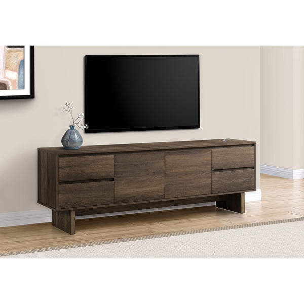 Monarch I 2718 72"L TV Stand - Dark Brown Wood-Look with Storage IMAGE 1