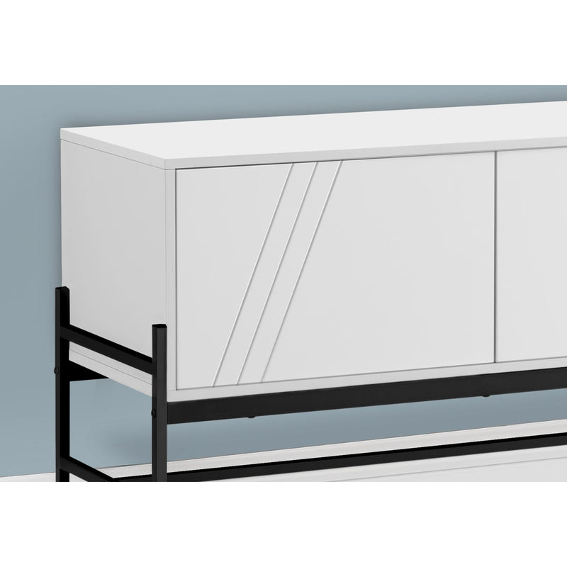 Monarch I 2738 60"L TV Stand - White/Black Metal with Storage IMAGE 2