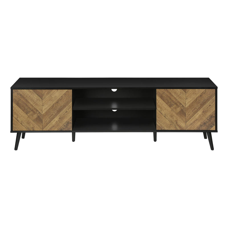 Monarch I 2781 72"L TV Stand - Black with 2 Wood-Look Doors IMAGE 3
