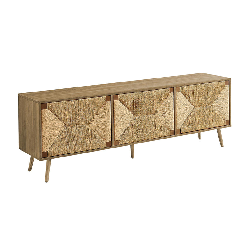 Monarch I 2793 72"L TV Stand - Light Walnut/Seagrass with 3 Doors IMAGE 2