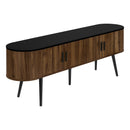 Monarch I 2798 72"L TV Stand - Black with 4 Brown Wood-Look Doors IMAGE 2