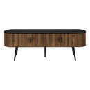 Monarch I 2798 72"L TV Stand - Black with 4 Brown Wood-Look Doors IMAGE 3