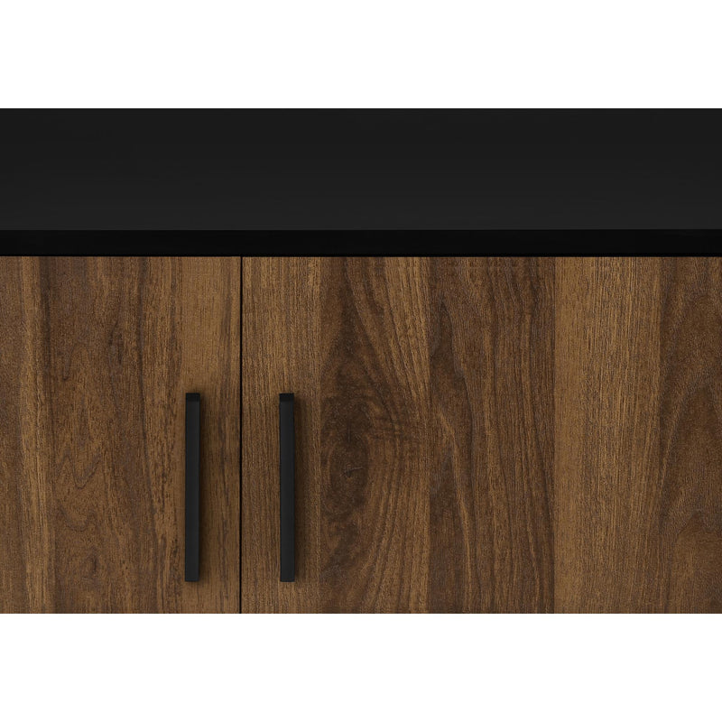 Monarch I 2798 72"L TV Stand - Black with 4 Brown Wood-Look Doors IMAGE 8
