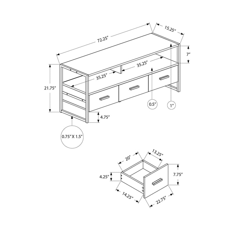 Monarch I 2846 72"L TV Stand - Cream Stone/Black Metal IMAGE 3