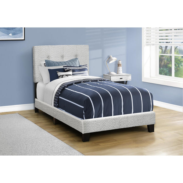 Monarch I 5801T Twin Bed - Light Grey Boucle Fabric IMAGE 1