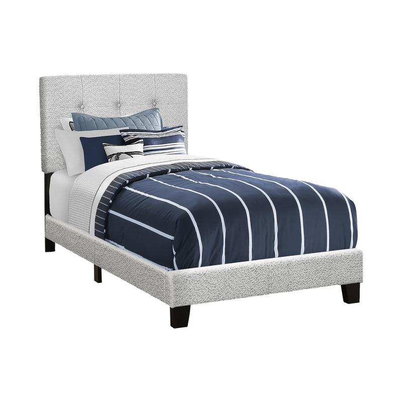 Monarch I 5801T Twin Bed - Light Grey Boucle Fabric IMAGE 2