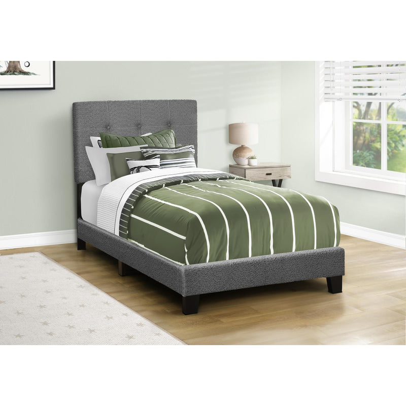Monarch I 5803T Twin Bed - Dark Grey Boucle Fabric IMAGE 1