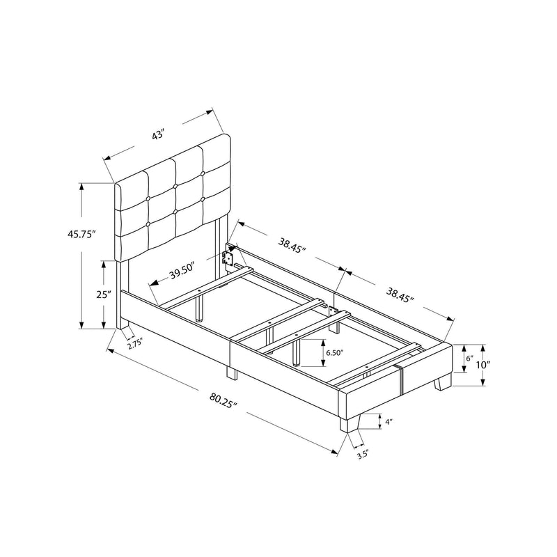 Monarch I 5803T Twin Bed - Dark Grey Boucle Fabric IMAGE 3