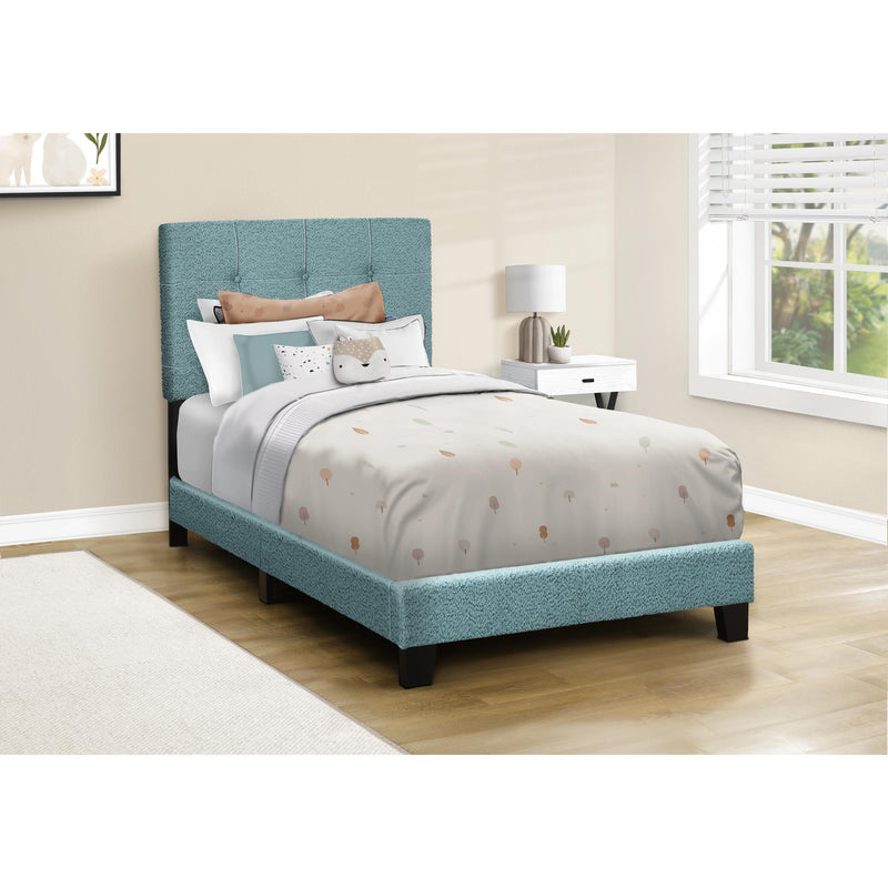 Monarch I 5806T Twin Bed - Light Blue Boucle Fabric IMAGE 1