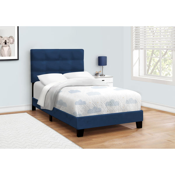 Monarch I 5918T Twin Bed - Navy Blue Velvet IMAGE 1
