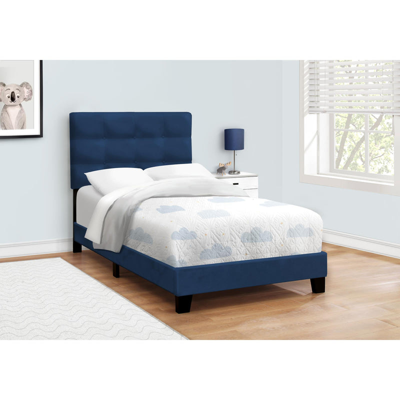 Monarch I 5918T Twin Bed - Navy Blue Velvet IMAGE 1