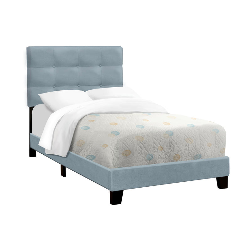 Monarch I 5919T Twin Bed - Steel Blue Velvet IMAGE 3