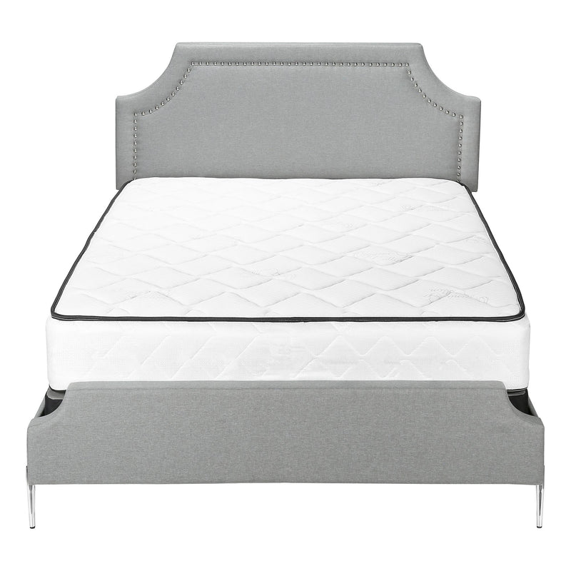 Monarch I 6035Q Queen Bed - Grey Linen with Chrome Metal Legs IMAGE 3