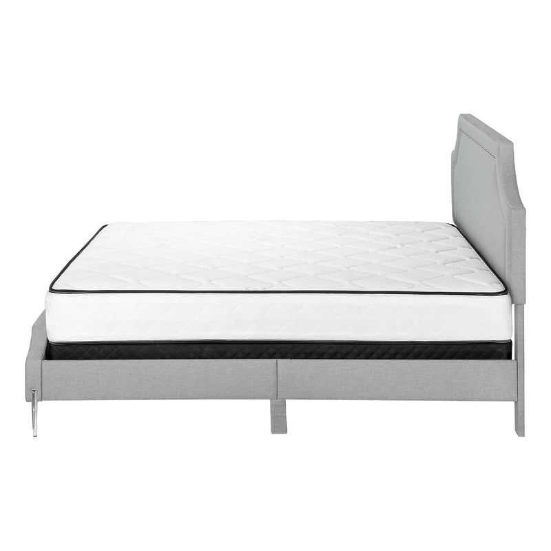 Monarch I 6035Q Queen Bed - Grey Linen with Chrome Metal Legs IMAGE 4