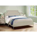 Monarch I 6036Q Queen Bed - Beige Linen with Chrome Metal Legs IMAGE 1
