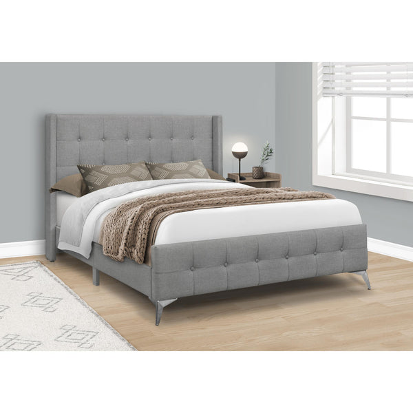 Monarch I 6040Q Queen Bed - Grey Linen with Chrome Metal Legs IMAGE 1