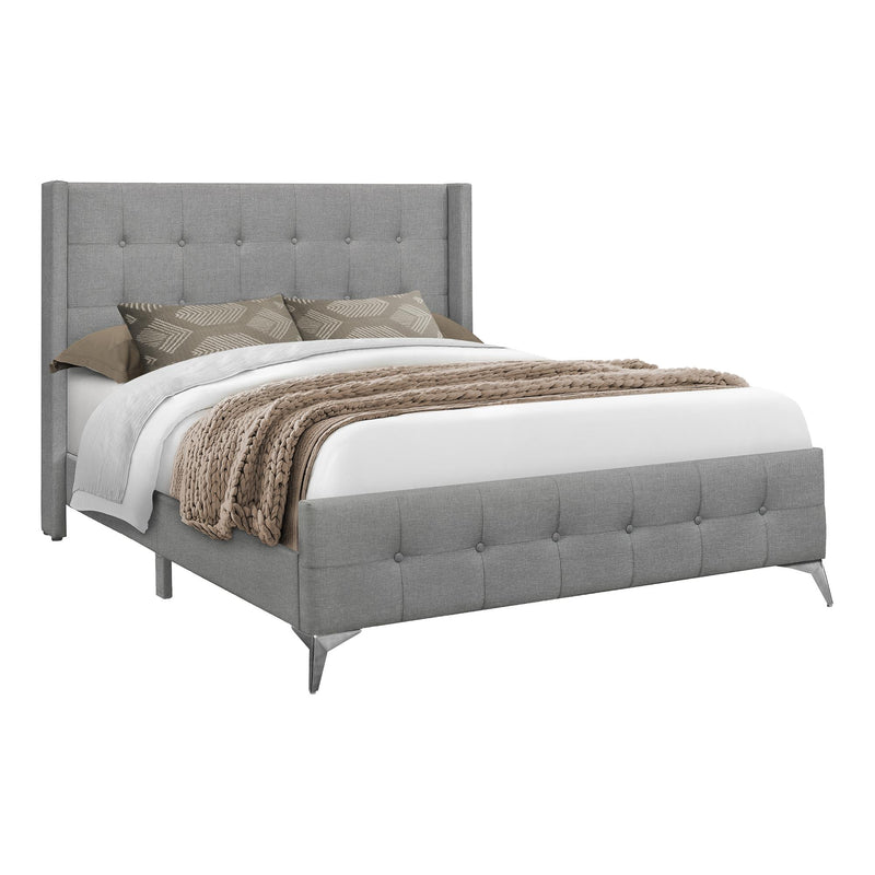 Monarch I 6040Q Queen Bed - Grey Linen with Chrome Metal Legs IMAGE 3