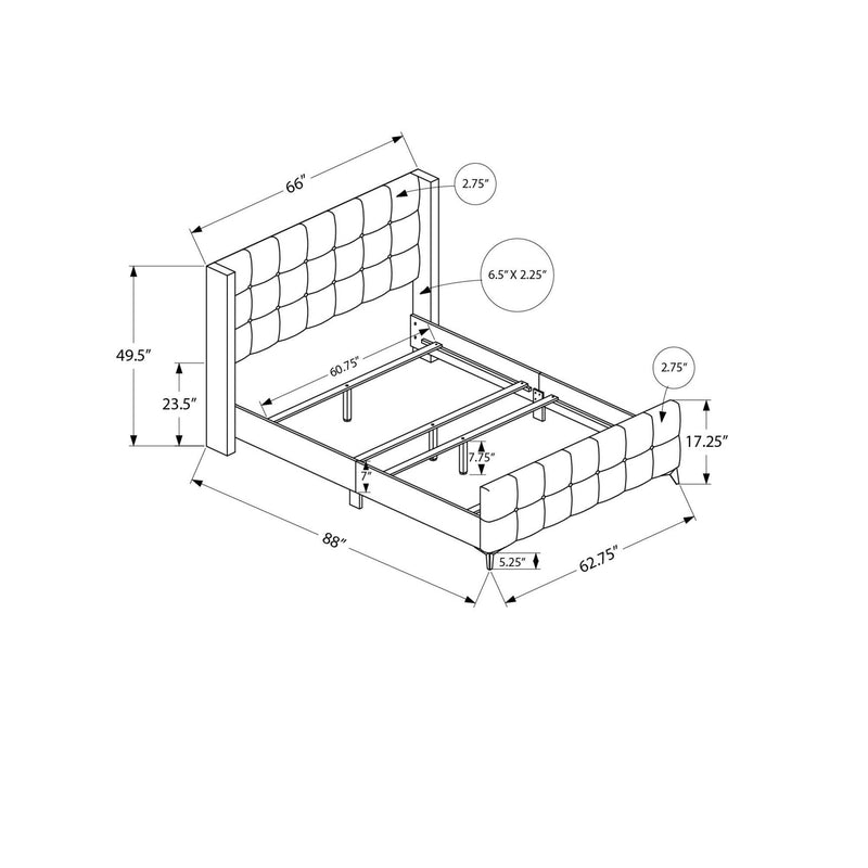 Monarch I 6040Q Queen Bed - Grey Linen with Chrome Metal Legs IMAGE 4