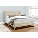 Monarch I 6041Q Queen Bed - Beige Linen with Chrome Metal Legs IMAGE 1