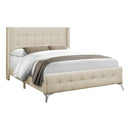Monarch I 6041Q Queen Bed - Beige Linen with Chrome Metal Legs IMAGE 2
