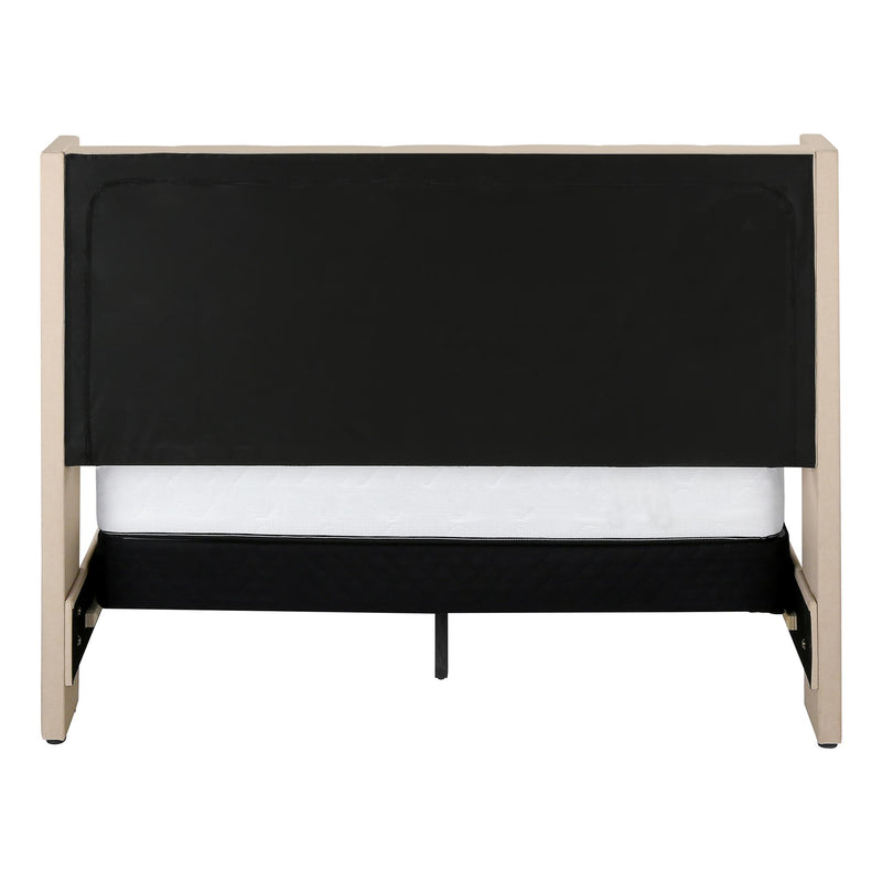 Monarch I 6041Q Queen Bed - Beige Linen with Chrome Metal Legs IMAGE 5