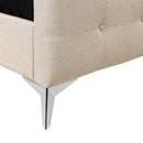 Monarch I 6041Q Queen Bed - Beige Linen with Chrome Metal Legs IMAGE 9