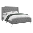 Monarch I 6045Q Queen Bed - Grey Linen with Chrome Metal Legs IMAGE 2