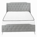 Monarch I 6045Q Queen Bed - Grey Linen with Chrome Metal Legs IMAGE 3