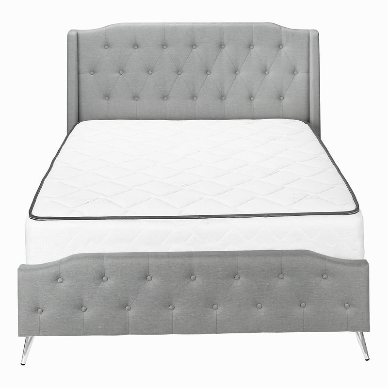 Monarch I 6045Q Queen Bed - Grey Linen with Chrome Metal Legs IMAGE 3