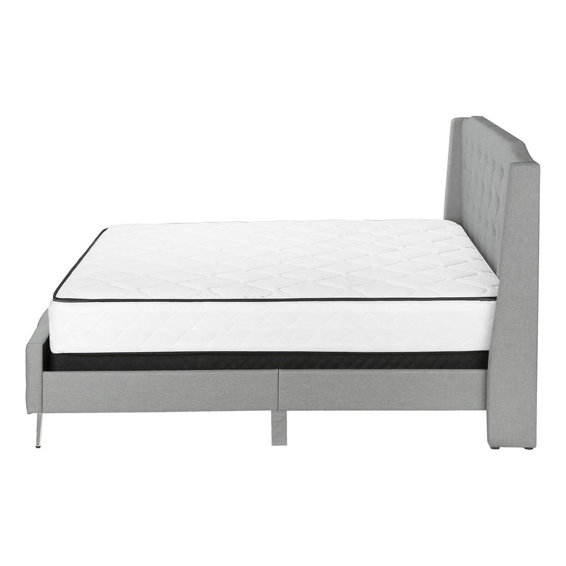 Monarch I 6045Q Queen Bed - Grey Linen with Chrome Metal Legs IMAGE 4