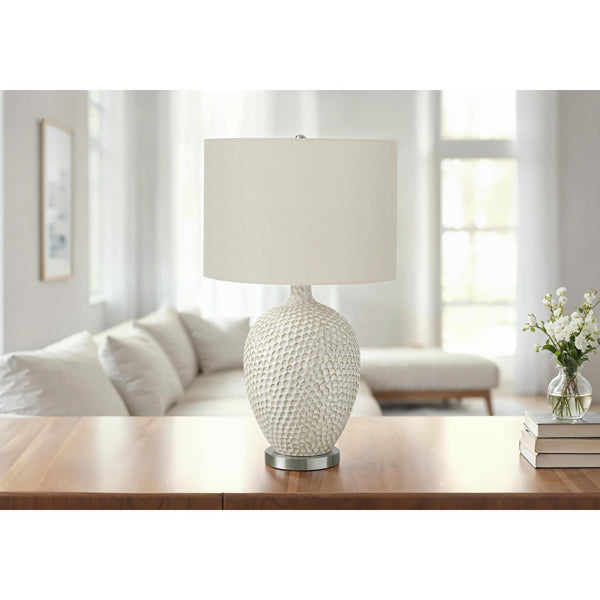 Monarch I 9607 28"H Table Lamp - Cream Ceramic/Ivory Shade IMAGE 1