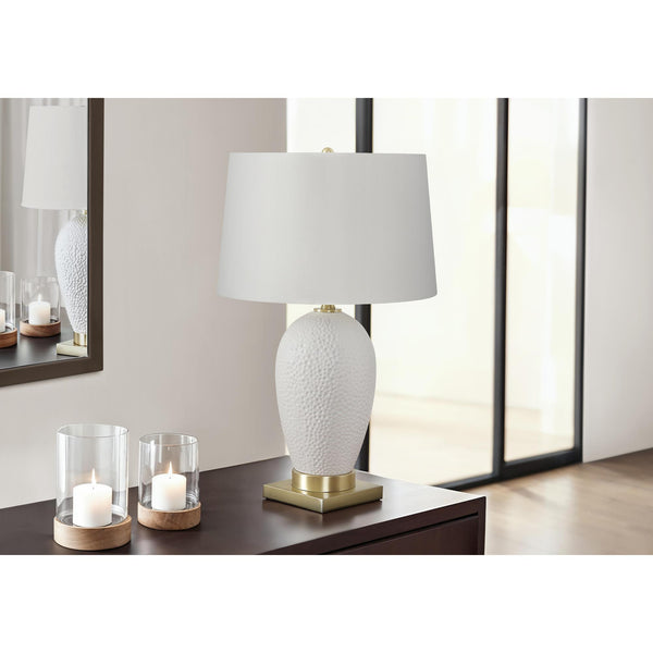 Monarch I 9610 26"H Table Lamp - White Ceramic/Ivory Shade IMAGE 1