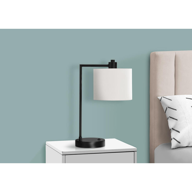 Monarch I 9646 19"H Table Lamp - Black Metal/Ivory Shade /Usb IMAGE 2