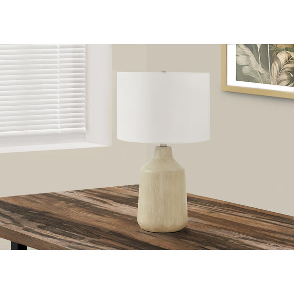 Monarch I 9702 24"H Table Lamp - Beige Concrete/Ivory Shade IMAGE 1