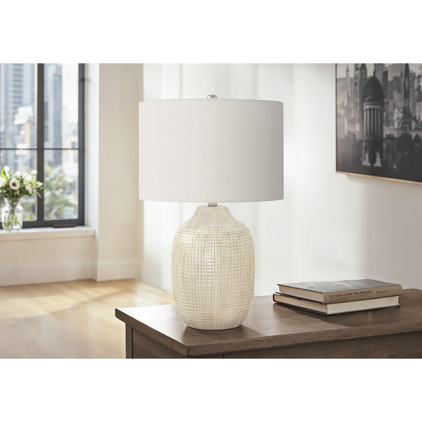 Monarch I 9704 26"H Table Lamp - Cream Ceramic/Ivory Shade IMAGE 1