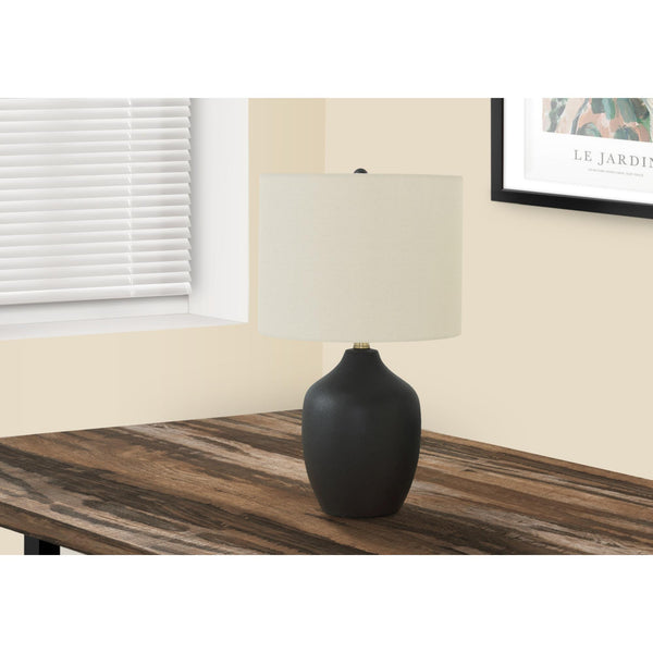 Monarch I 9708 22"H Table Lamp - Black Ceramic/Ivory Shade IMAGE 1
