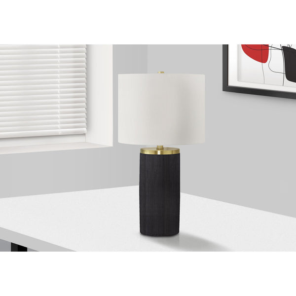 Monarch I 9710 24"H Table Lamp - Black Concrete/Ivory Shade IMAGE 1