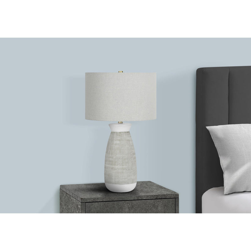 Monarch I 9725 27"H Table Lamp - Grey Ceramic/Grey Shade IMAGE 2