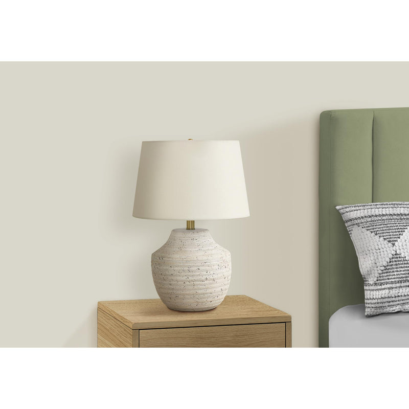 Monarch I 9730 20"H Table Lamp - Cream Concrete/Ivory Shade IMAGE 2