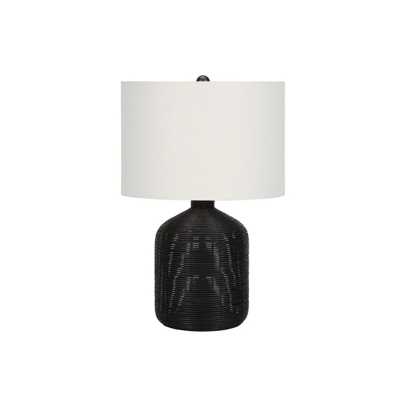 Monarch I 9734 23"H Table Lamp - Black Rattan/Ivory Shade IMAGE 3